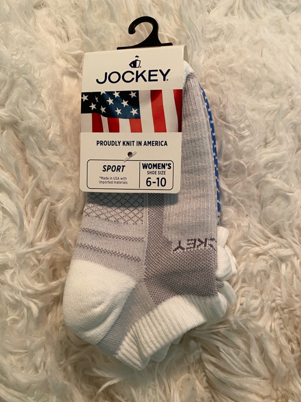 Jockey Women's Sport No-Show Socks - White & Gray & Blue- 3 pack